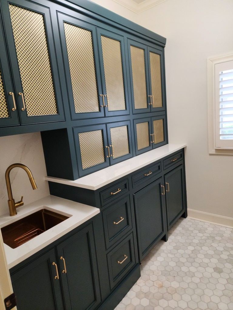 Deep Painted Scullery — custom cabinetry by Timbercraft in Leawood, KS